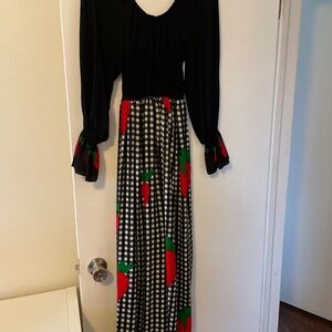 Vintage Strawberry Empire Waist Maxi Dress 1060’s - 1970